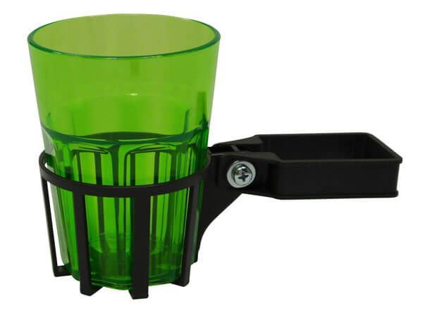 Porta bevande per dondolo con tubo quadro grigio bicchiere verde