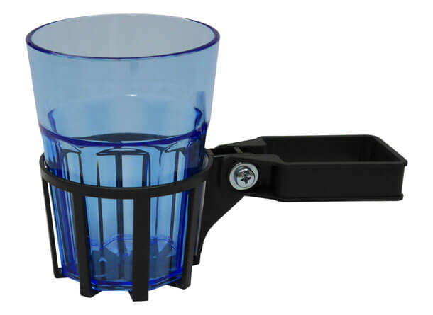 Porta bevande per dondolo con tubo quadro grigio bicchiere blu