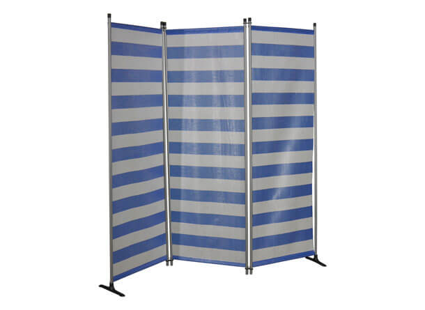 Paravento 3 pezzi PE blu-bianco