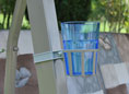 Porta bevande per dondolo con tubo quadro champagne bicchiere blu