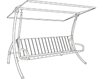Instruzioni di montaggio di dondolo con schienale ribaltabile con sedile in plastica e tetto diritto