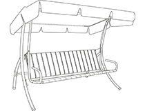 Instruzioni di montaggio di dondolo con schienale ribaltabile con sedile in plastica e tetto ondulato